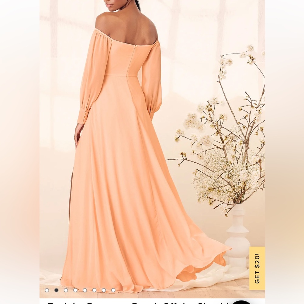 Feel the Romance Peach Off-the-Shoulder Maxi Dress